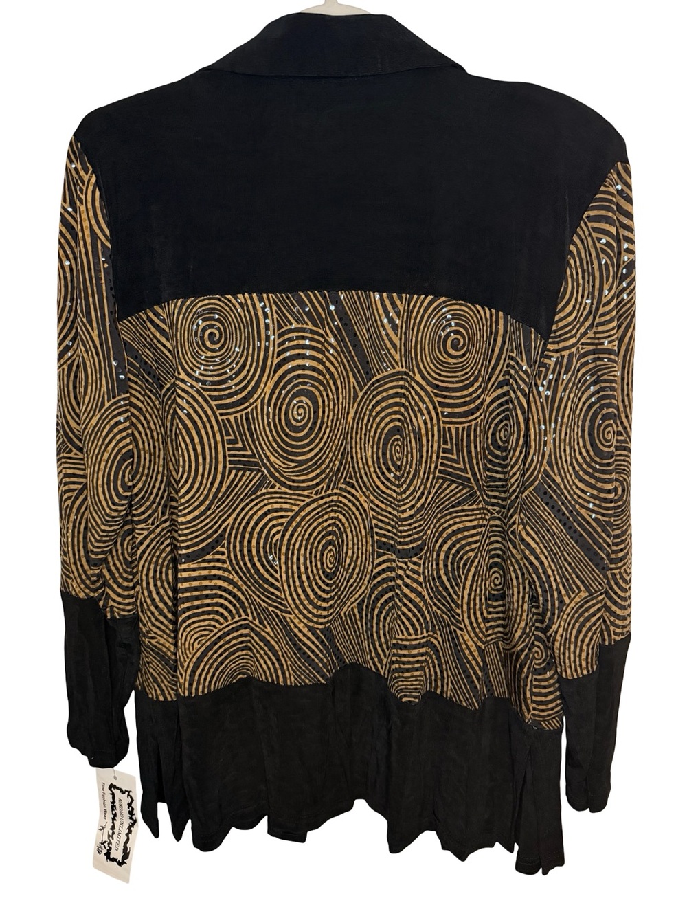 NWT Kokomo Unlimited Vintage Blouse Black Gold Swirl Sequin XL 90s Art Wear - Picture 9 of 12